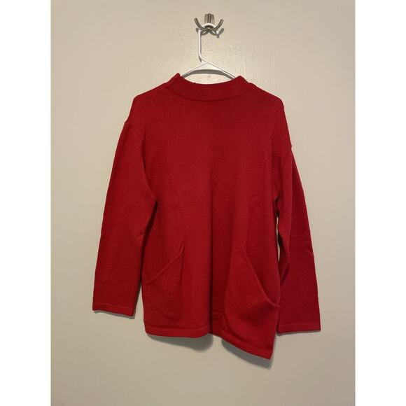 Pure Jill Size M Petite Red Sweater Cotton Blend Mock Neck Pockets Long Sleeves - Picture 1 of 6